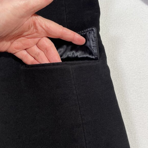 Banana Republic Winter Trench Coat Black Cotton Velvet Vintage Size L - Picture 6 of 15